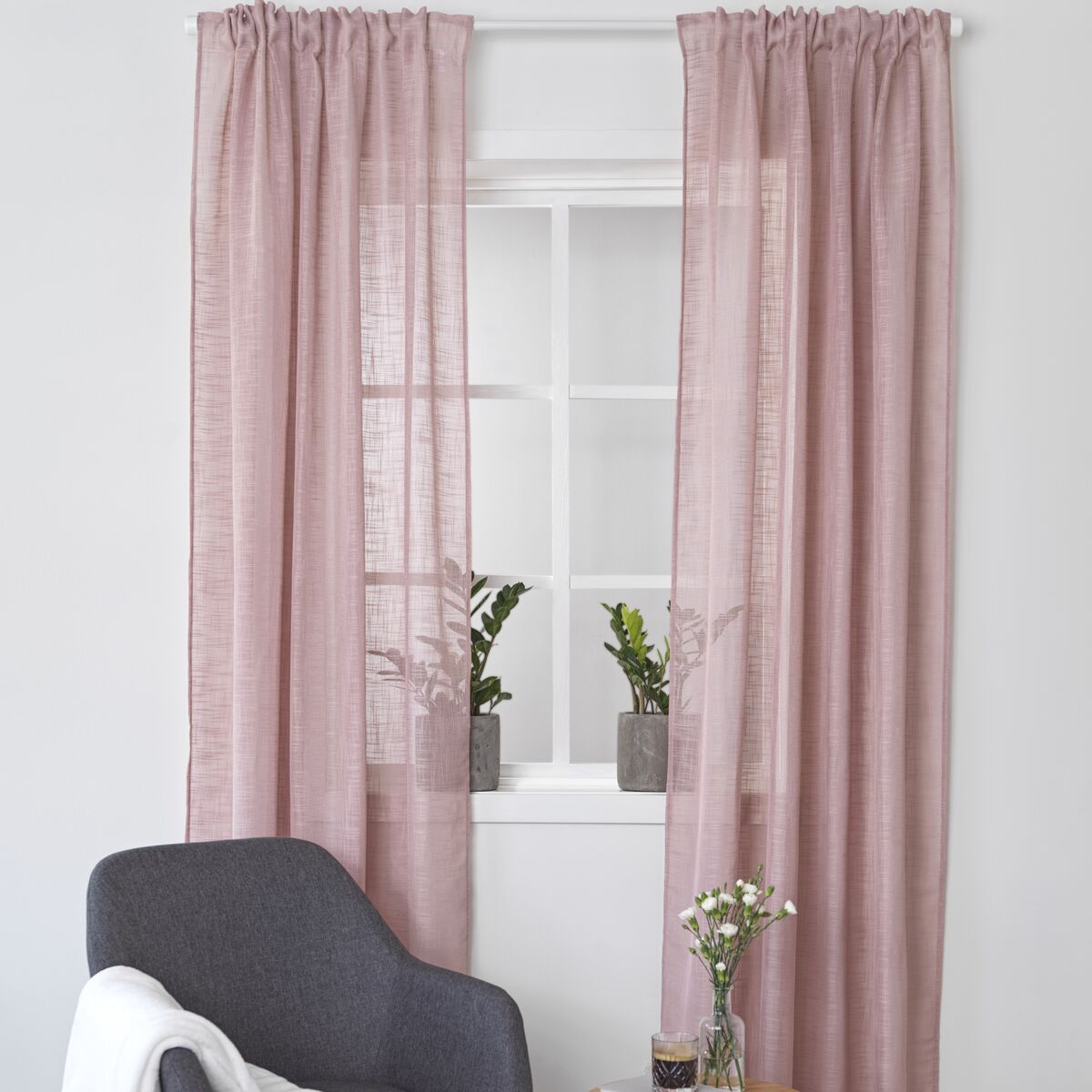 Noble House Melissa sivuverhot 2 kpl 130x240 cm vaaleanpunainen